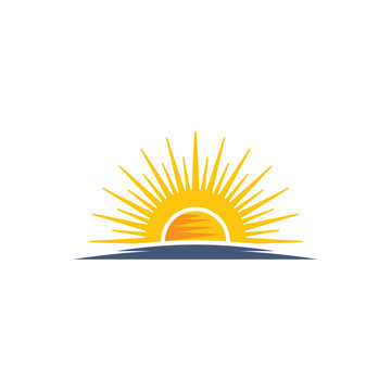 beautiful sea sunset view logo design