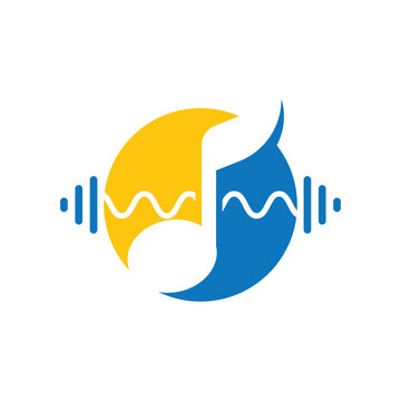 Abstract Musical Note and Sound Wave Icon