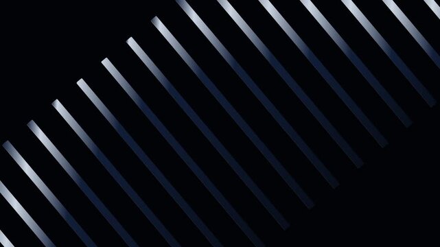 Abstract composition of diagonal metallic silver light strips on black