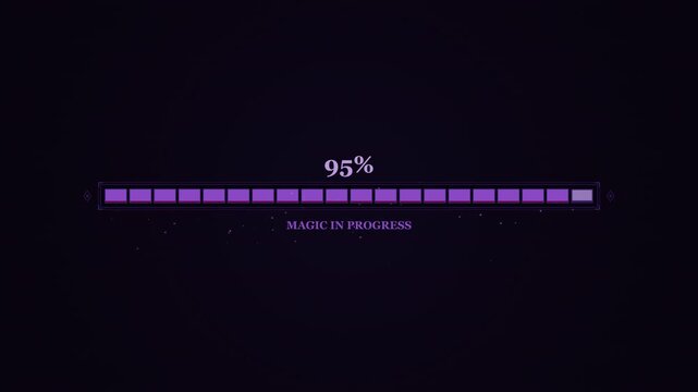 Dark mystical arcane loading bar with glowing purple magic energy charging through an ancient fantasy interface. Seamless animated loop for games, RPG, fantasy, and cinematic content.