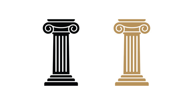 Ionic column silhouettes in black and gold architectural vector illustration