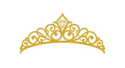 Golden tiara with gemstone vector illustration on white background © MDSohel
