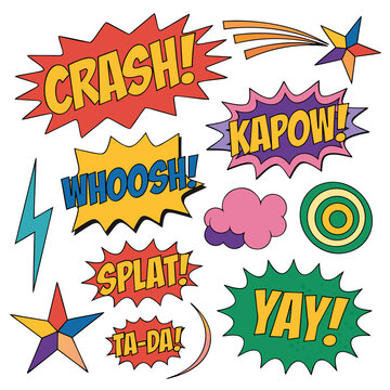 Vibrant Colorful Comic Action and Sound Effect Vector Icon Pack