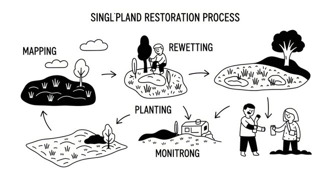 Singlpland restoration process infographic steps.