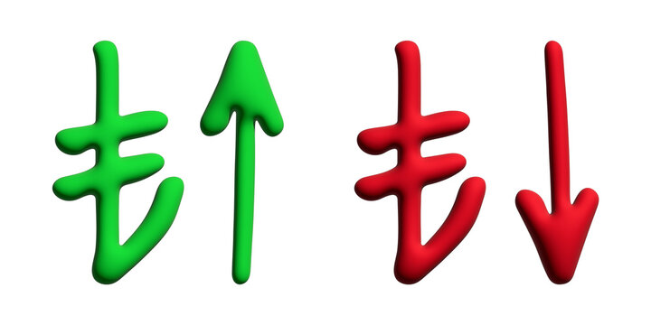 3d turkish lira currency symbol Growth and fall profit with arrow up and down Element for design