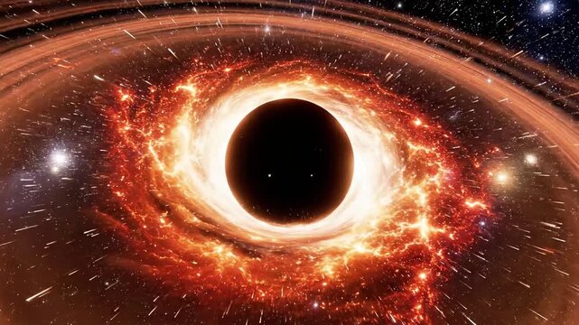 Massive black hole with glowing accretion disk in deep space