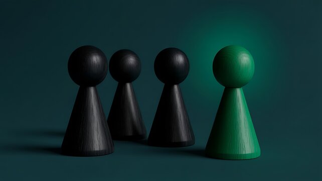 Chess pawns representing leadership strategy competition and teamwork on dark background