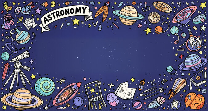 Astronomy Learning Doodle Corner Background
