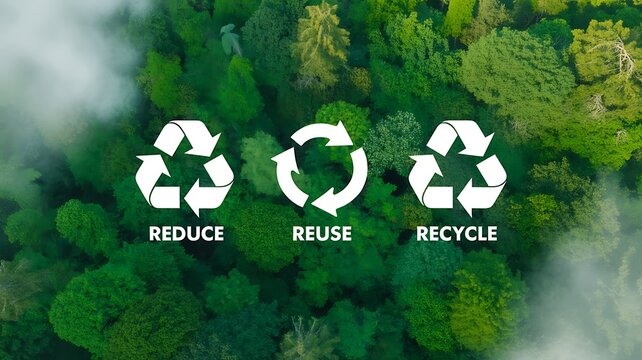 Reduce reuse recycle concept promoting sustainable environmental conservation and green living
