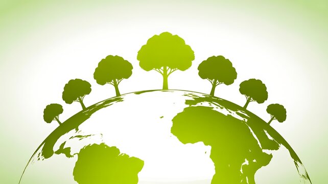 Green earth concept with trees representing environmental sustainability and global conservation