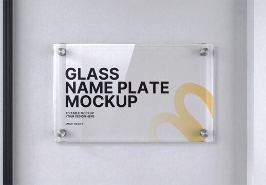 Glass Nameplate Mockup