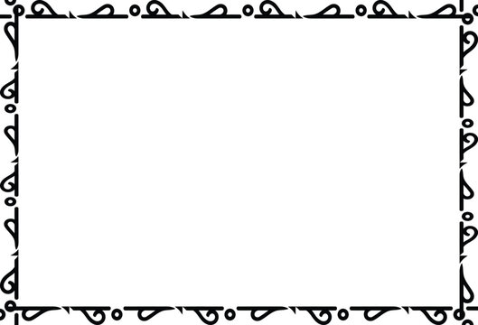 Black and White Elegant Swirl Ornamental Border, Decorative rectangular page frame Vintage Corner with Curved Scroll Design for Certificates and Invitations




