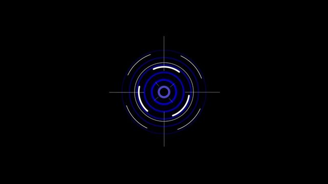 Digital interface depicting a sophisticated target scope, Digital target with arrow hitting bullseye in technology background . Cyber security or strategic planning in a virtual environment.
