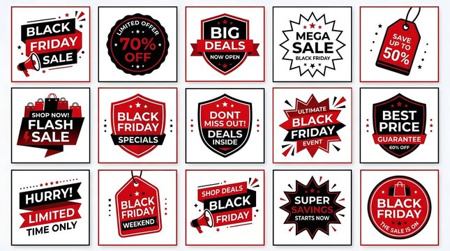 Set of black friday sale badges and promotional labels