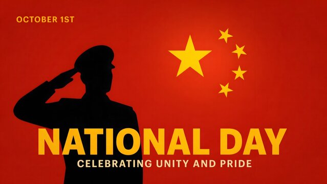 Person saluting chinese flag on national day