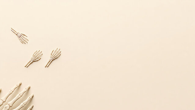 Hand skeleton and brushes on light surface