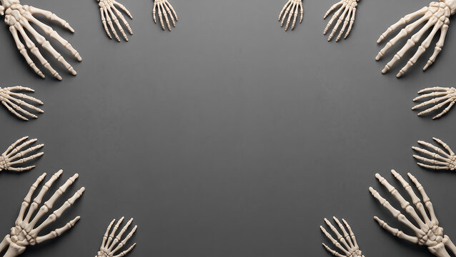 3d skeleton hands holding abstract shapes