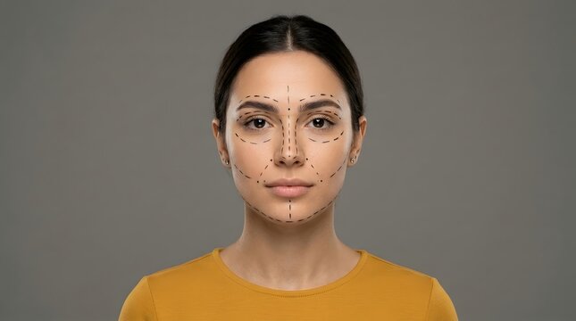 Portrait of a young woman with glitch effect and digital distortion on her face