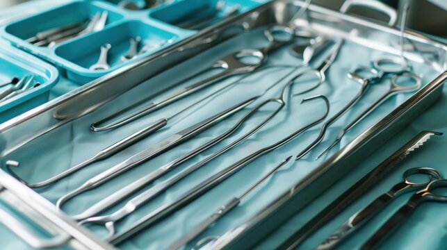 Sterile Surgical Instruments in Tray.