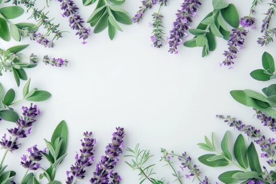 Lavender herbs floral botanical frame
