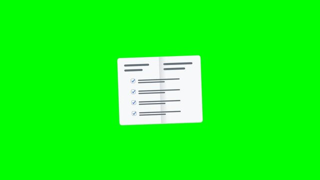 Profile registration checklist and follow confirmation form icon on green screen background