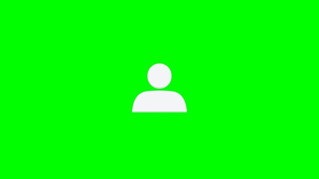 White user profile icon on bright green background representing account connection and plus action concept