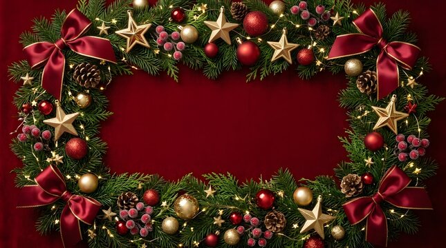 A beautiful christmas frame adorned with festive decorations perfect for holiday greetings and celebrations