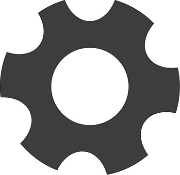 Dark gray gear cog wheel icon silhouette graphic design element isolated
