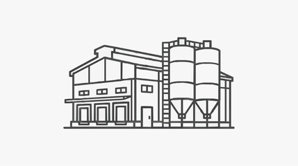 Fototapeta premium Modern Brewery Building with Silos and Industrial Architecture Sketch