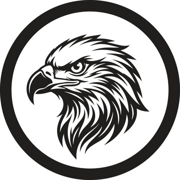 Black and white eagle head facing left side vector illustration Vector