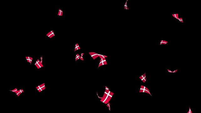 Denmark flag confetti falling on transparent background