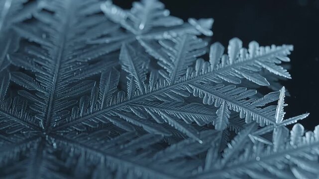 Extreme macro timelapse of ice crystals forming on dark surface