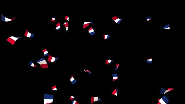 France flag confetti falling on transparent background
