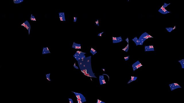 New Zealand flag confetti falling on transparent background