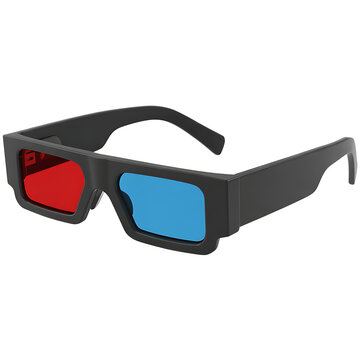 3d red and blue anaglyph glasses for 3d movie viewing isolated on transparent background