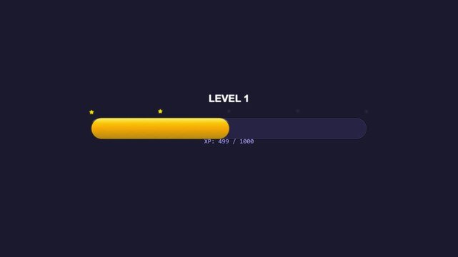 Glossy Gaming Progress Bar with Collectible Stars for Achievement, Rewards and Level Up Concept