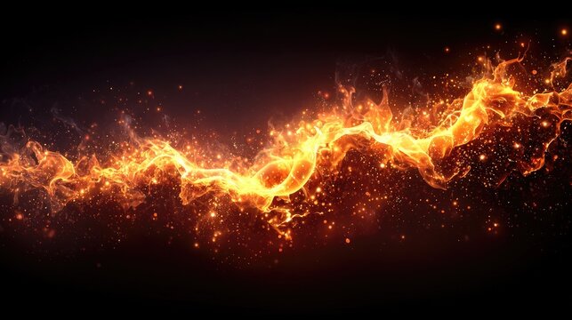 Abstract fiery stream against dark background