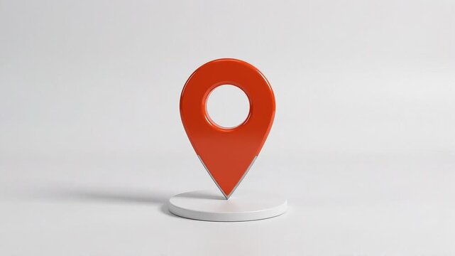 3D Animation of Geolocation Map Pin Marker Landing on White Background