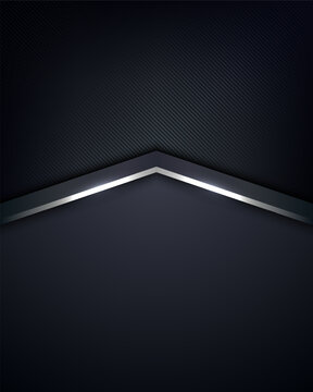 Dark blue metallic background with glowing silver chevron and carbon fiber texture for modern high tech banner design