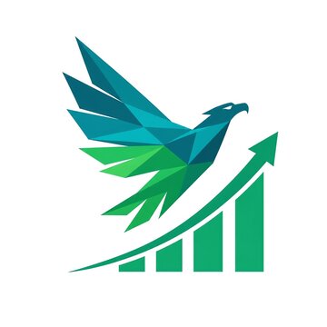 Low Poly Eagle Financial Growth Logo with Rising Chart
