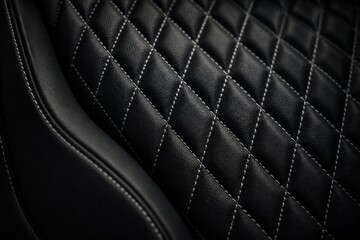 Naklejka premium Quilted leather seat featuring diamond stitching in interior