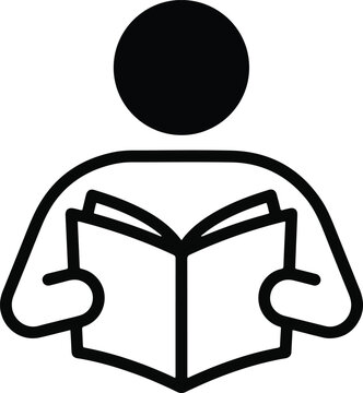 Person reading a book black vector silhouette icon with book reader