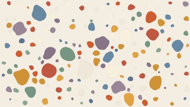 Colorful terrazzo pattern with abstract organic shapes on white background. 4K Video