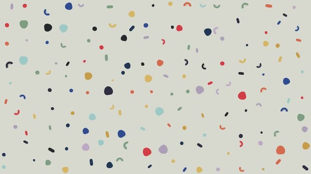 Minimalist colorful confetti terrazzo pattern drifting on cream background. 4K Video