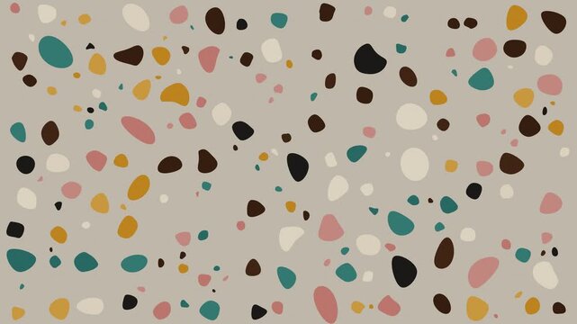Earthy terrazzo tile pattern animation with neutral colors. 4K Video