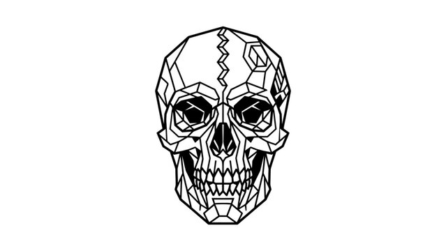 Geometric Human Skull Icon - Low Poly Design