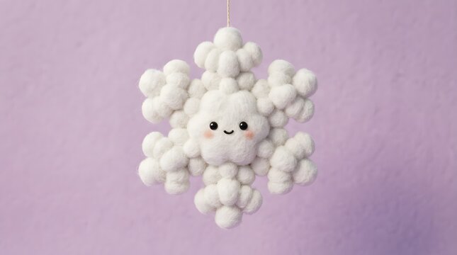 A charming 3d render of a fluffy bunny constructed from numerous small white spherical pom poms