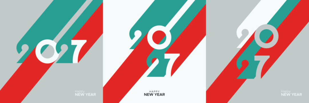 Modern 2027 New Year Background with Bold Diagonal Geometric Stripes