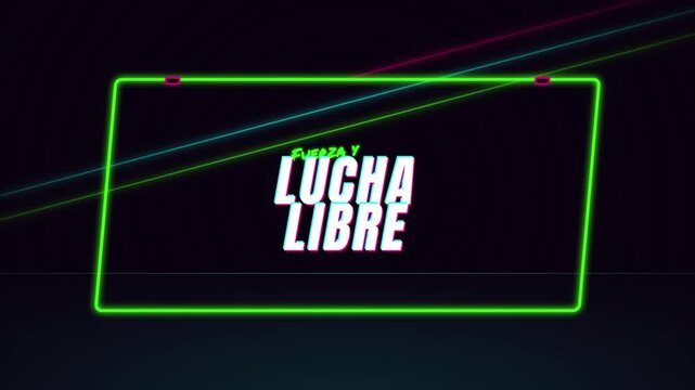 Lucha libre hispanic heritage month mexican wrestling neon green glitch futuristic cyberpunk aesthetic motion graphic background social media title overlay