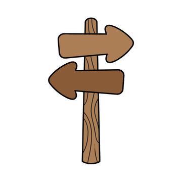 Wooden signpost with two arrows